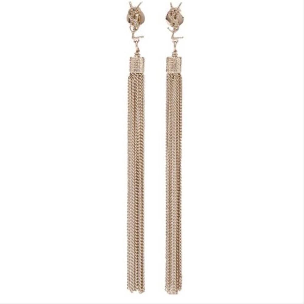 SAINT LAURENT YSL monogram tassel earrings